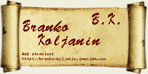 Branko Koljanin vizit kartica